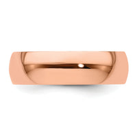 14k Rose Gold 6mm LTW Half Round Band-RHRL060