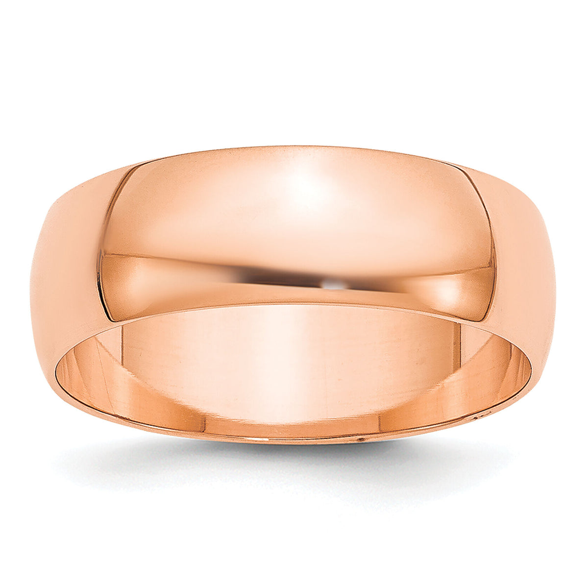 14k Rose Gold 6mm LTW Half Round Band-RHRL060