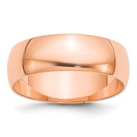 14k Rose Gold 6mm LTW Half Round Band-RHRL060