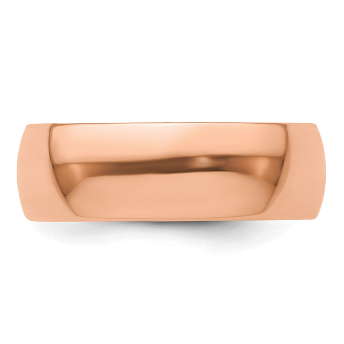 14k Rose Gold 7mm LTW Half Round Band-RHRL070