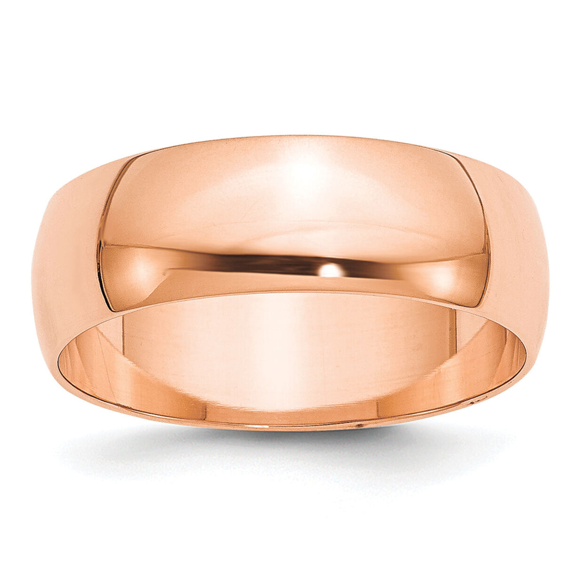 14k Rose Gold 7mm LTW Half Round Band-RHRL070