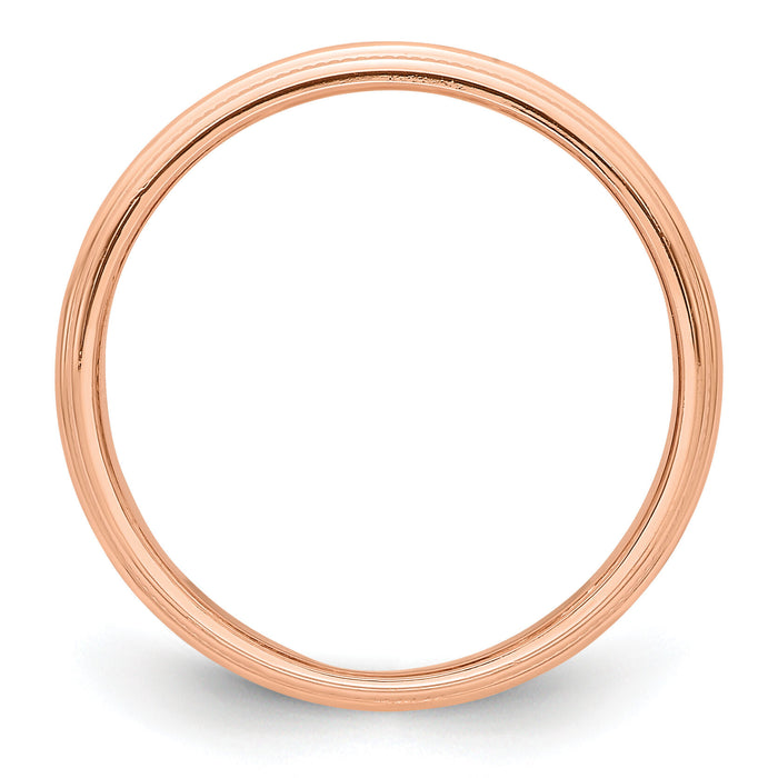 14k Rose Gold 3mm Milgrain Half-Round Band-RM030
