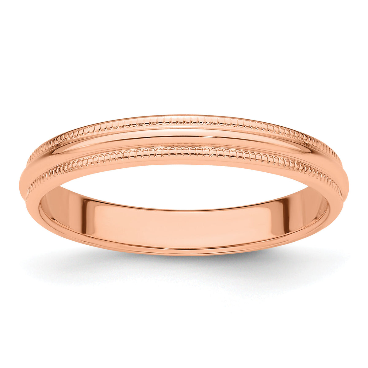 14k Rose Gold 3mm Milgrain Half-Round Band-RM030