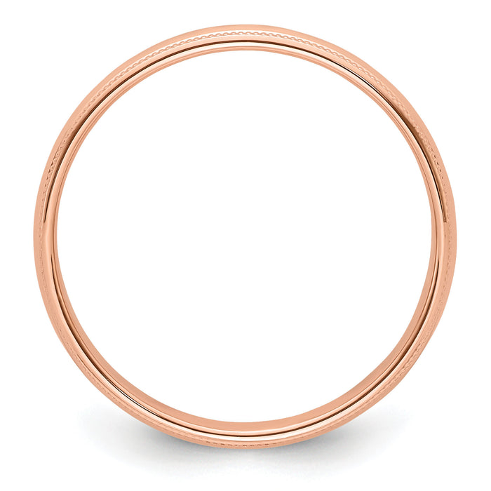 14k Rose Gold 4mm Milgrain Half-Round Band-RM040