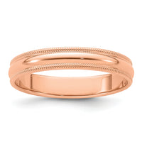14k Rose Gold 4mm Milgrain Half-Round Band-RM040