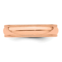 14k Rose Gold 5mm Milgrain Half-Round Band-RM050