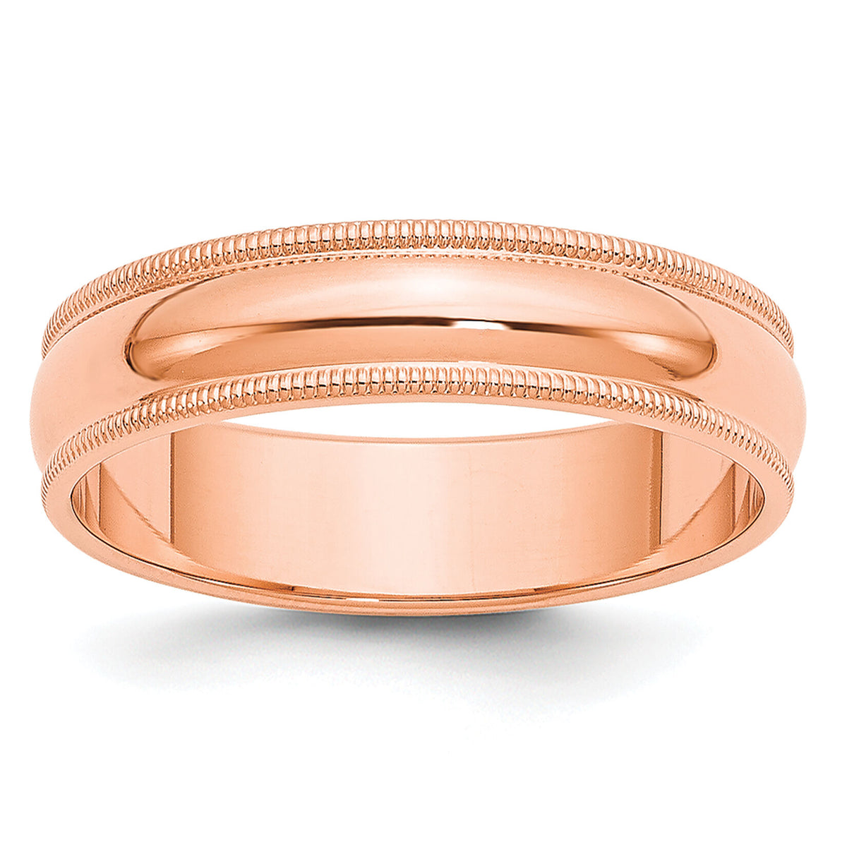 14k Rose Gold 5mm Milgrain Half-Round Band-RM050