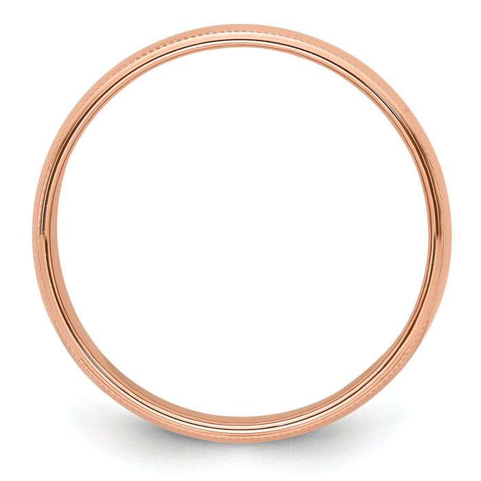 14k Rose Gold 6mm Milgrain Half-Round Band-RM060