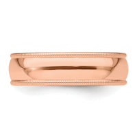 14k Rose Gold 6mm Milgrain Half-Round Band-RM060