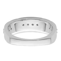 14k White Gold Polished & Satin Grooved Diamond Mens Wedding Band-RM10113B