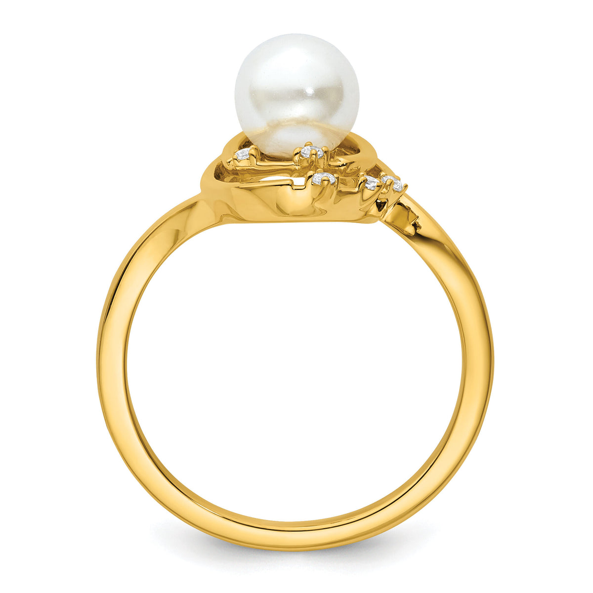 14K Polished Diamond and Pearl Ovals Fashion Ring-RM10174