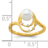 14K Polished Diamond and Pearl Ovals Fashion Ring-RM10174