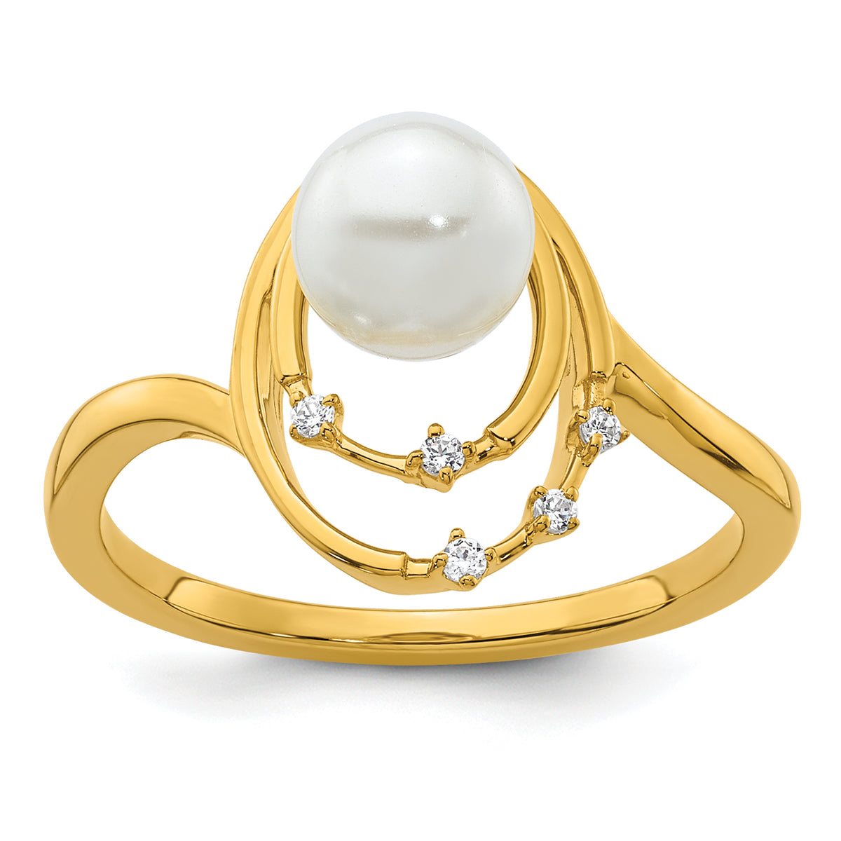 14K Polished Diamond and Pearl Ovals Fashion Ring-RM10174-004-YAA