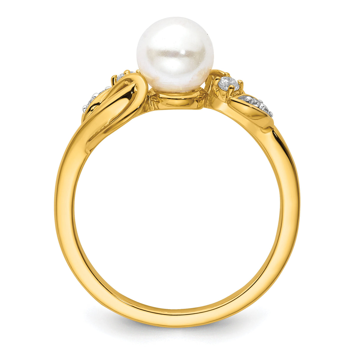 14K Polished Diamond and Pearl Fashion Ring-RM10176