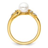 14K Polished Diamond and Pearl Fashion Ring-RM10176