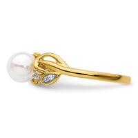 14K Polished Diamond and Pearl Fashion Ring-RM10176