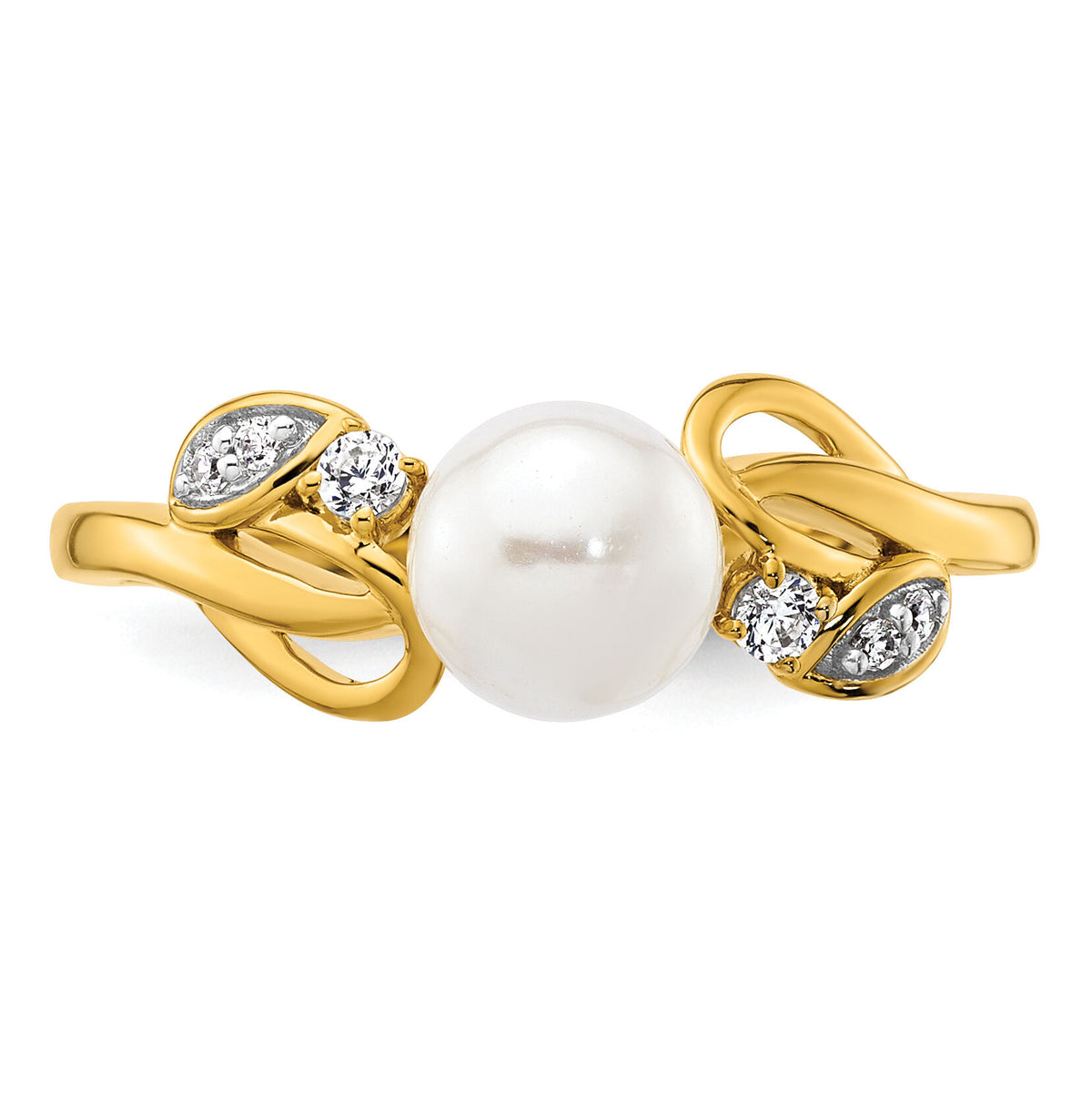 14K Polished Diamond and Pearl Fashion Ring-RM10176