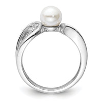 14K White Gold Polished Diamond and Pearl Fashion Ring-RM10179
