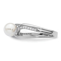 14K White Gold Polished Diamond and Pearl Fashion Ring-RM10179