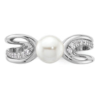 14K White Gold Polished Diamond and Pearl Fashion Ring-RM10179