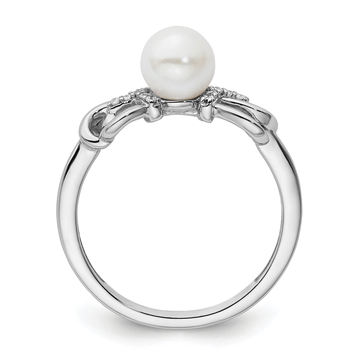 14K White Gold Polished Diamond and Pearl Fashion Ring-RM10180
