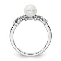 14K White Gold Polished Diamond and Pearl Fashion Ring-RM10180
