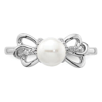 14K White Gold Polished Diamond and Pearl Fashion Ring-RM10180