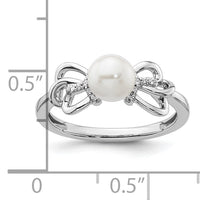 14K White Gold Polished Diamond and Pearl Fashion Ring-RM10180