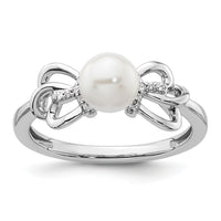 14K White Gold Polished Diamond and Pearl Fashion Ring-RM10180