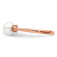 14K Rose Gold Polished Diamond and Pearl Fashion Ring-RM10183