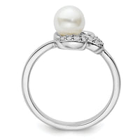 14K White Gold Polished Diamond and Pearl Fashion Ring-RM10186