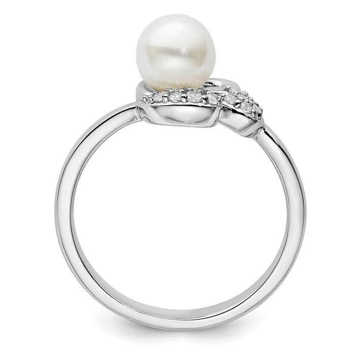 14K White Gold Polished Diamond and Pearl Fashion Ring-RM10186