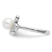 14K White Gold Polished Diamond and Pearl Fashion Ring-RM10186
