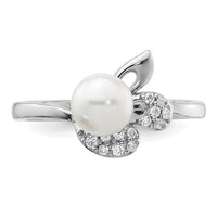 14K White Gold Polished Diamond and Pearl Fashion Ring-RM10186
