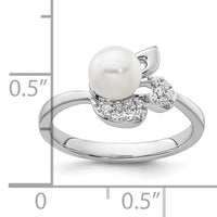 14K White Gold Polished Diamond and Pearl Fashion Ring-RM10186