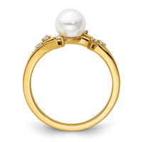 14K Polished Diamond and Pearl Fashion Ring-RM10187