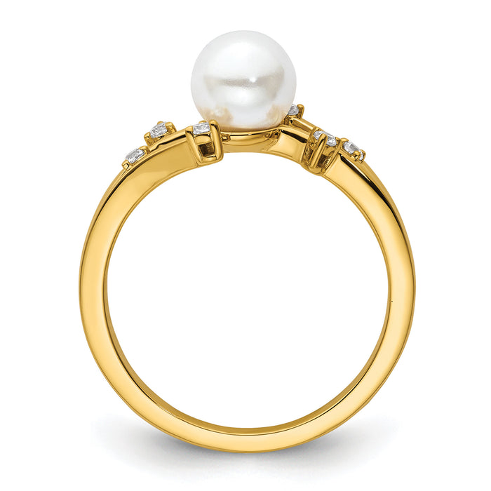 14K Polished Diamond and Pearl Fashion Ring-RM10187