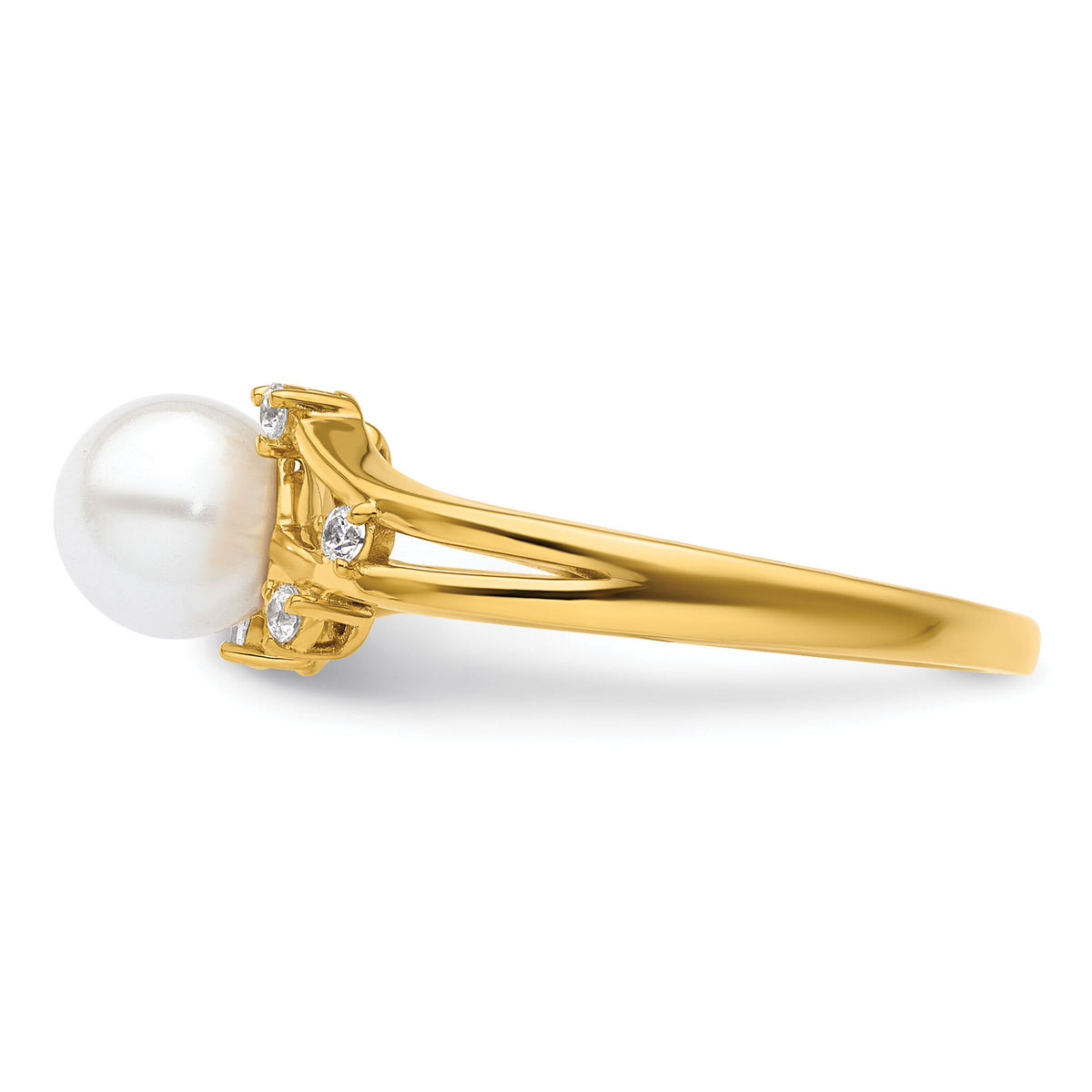 14K Polished Diamond and Pearl Fashion Ring-RM10187