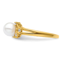 14K Polished Diamond and Pearl Fashion Ring-RM10187