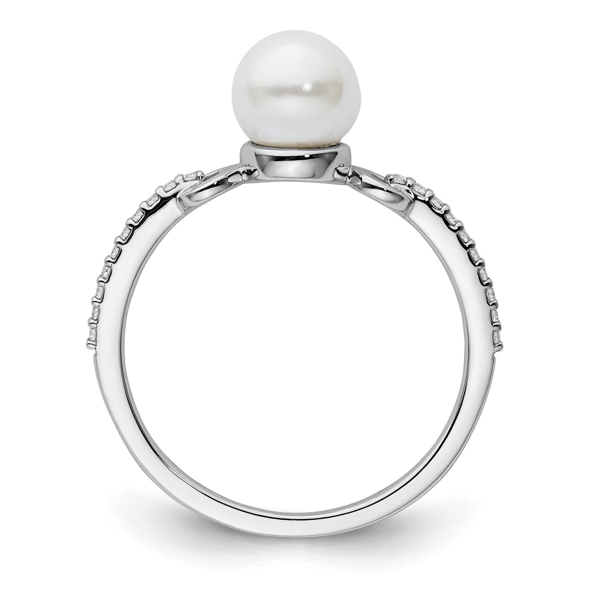 14K White Gold Polished Diamond and Pearl Fashion Ring-RM10188