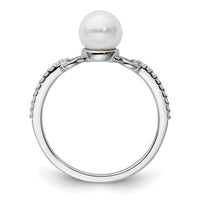 14K White Gold Polished Diamond and Pearl Fashion Ring-RM10188