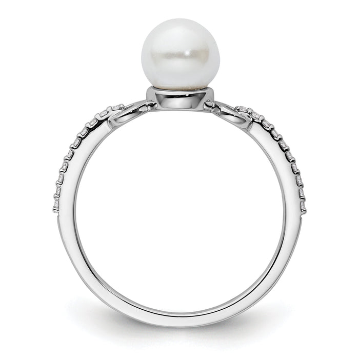 14K White Gold Polished Diamond and Pearl Fashion Ring-RM10188