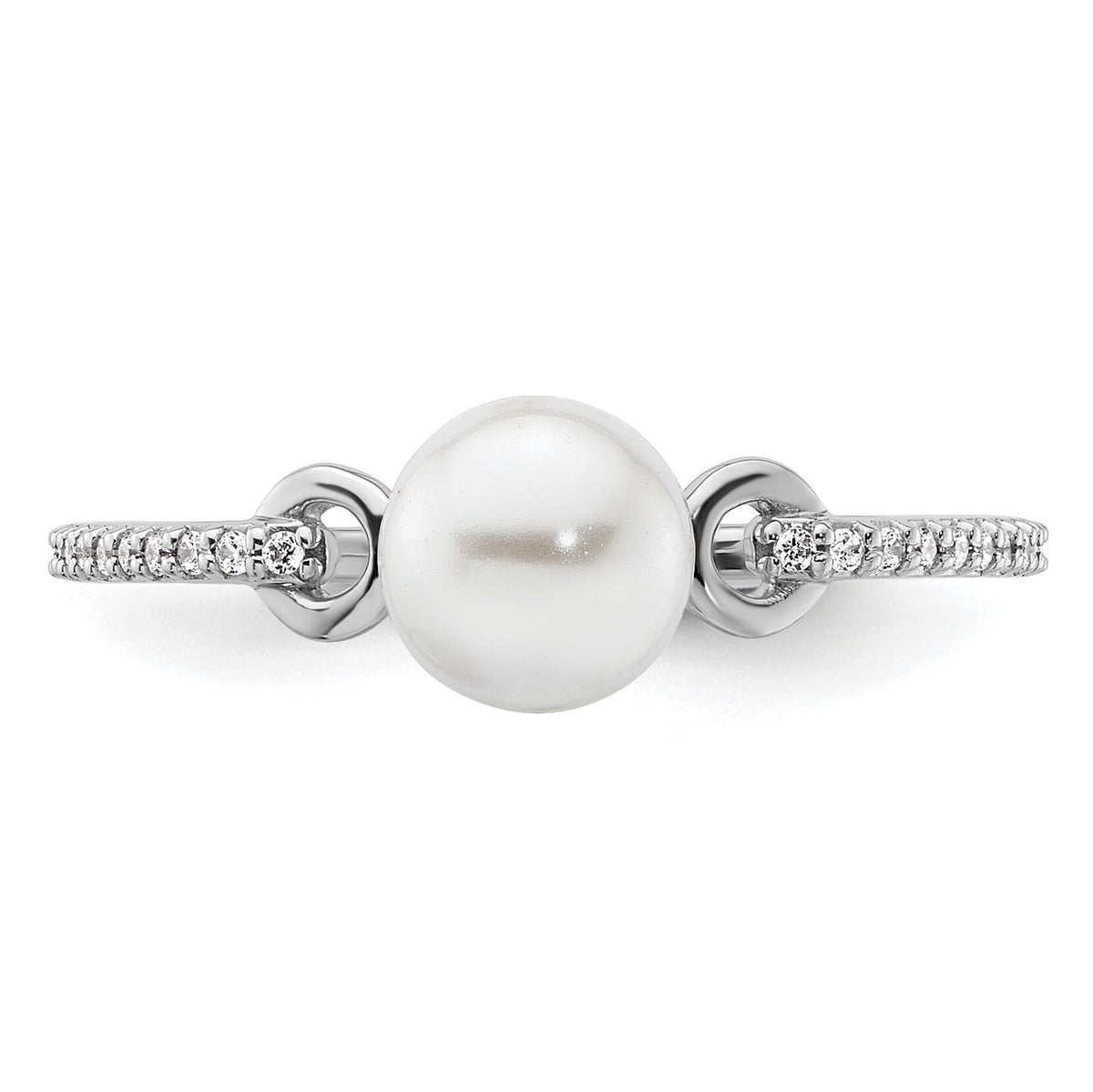 14K White Gold Polished Diamond and Pearl Fashion Ring-RM10188