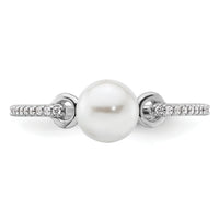 14K White Gold Polished Diamond and Pearl Fashion Ring-RM10188