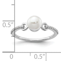 14K White Gold Polished Diamond and Pearl Fashion Ring-RM10188