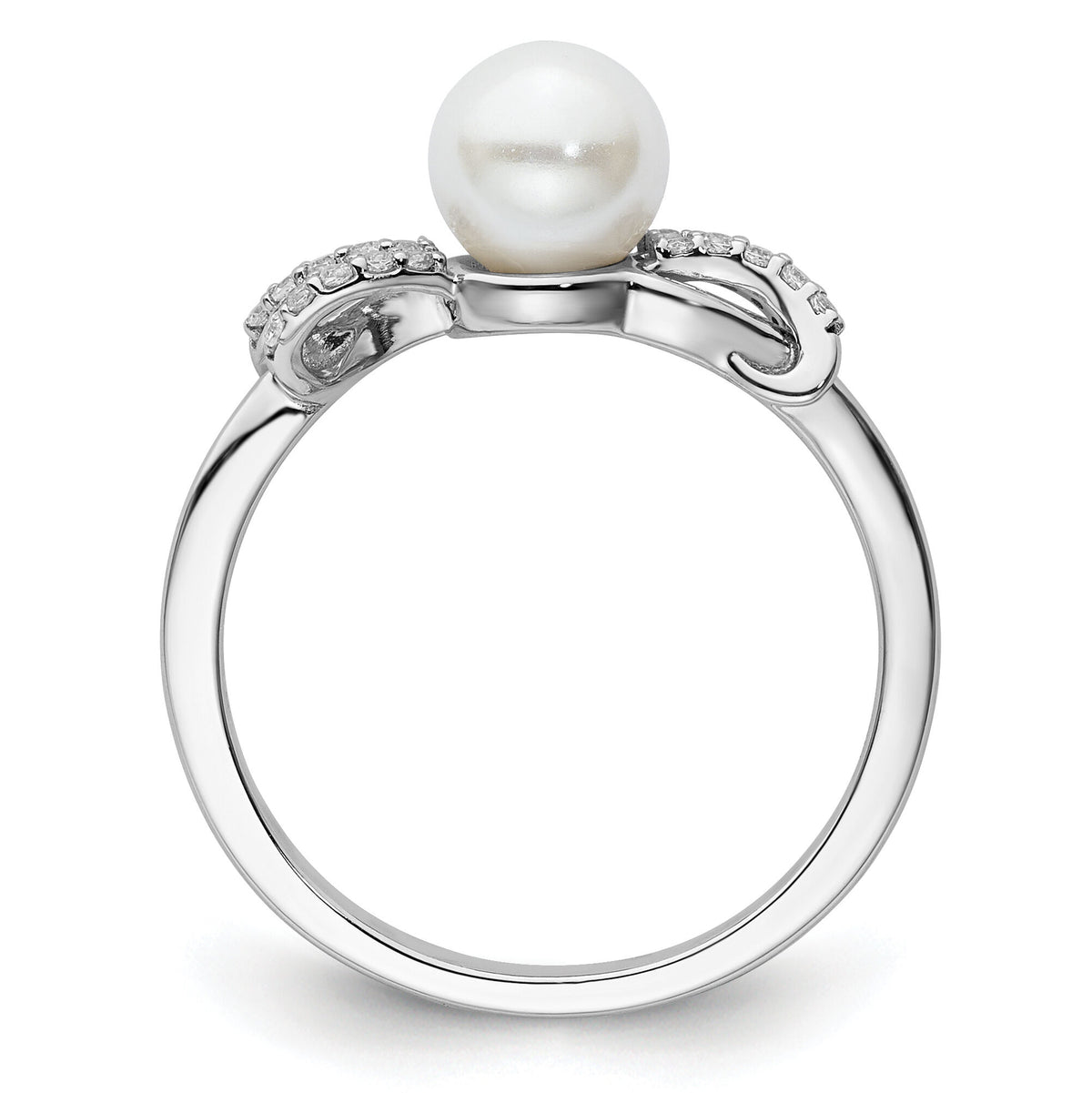 14K White Gold Polished Diamond and Pearl Fashion Ring-RM10189