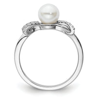 14K White Gold Polished Diamond and Pearl Fashion Ring-RM10189