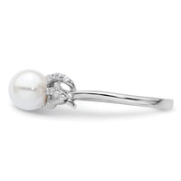 14K White Gold Polished Diamond and Pearl Fashion Ring-RM10189