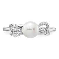 14K White Gold Polished Diamond and Pearl Fashion Ring-RM10189