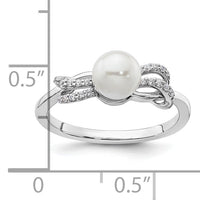 14K White Gold Polished Diamond and Pearl Fashion Ring-RM10189